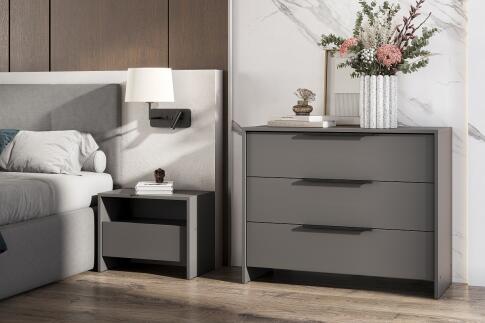 Тумба прикроватная NN Мебель (МС Камелия 1 К) Графит серый