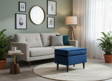 Пуф SIGNAL RON Velvet Bluvel 86 темно-синий/венге