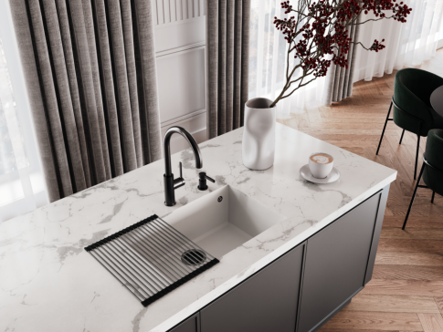 Смеситель для кухни Omoikiri Okawa 2 Plus-GM вороненая сталь