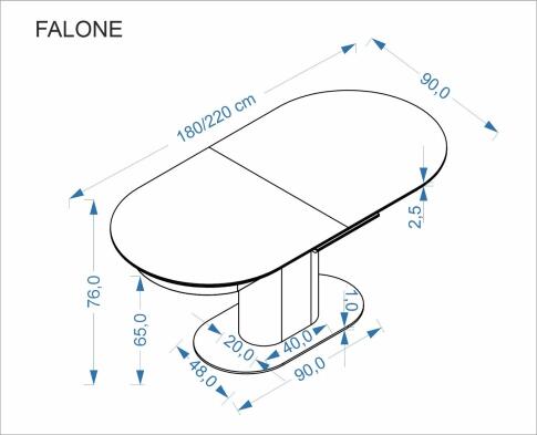 Стол обеденный HALMAR FALONE светлый травертин/кашемир 180-220/90