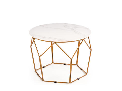 Стол журнальный HALMAR MADISON белый мрамор/золотой, 60/45