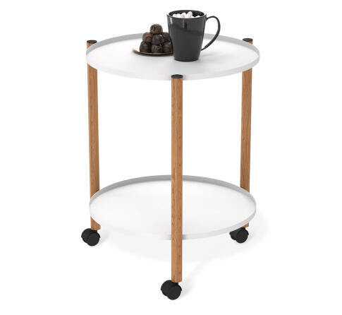 Стол журнальный Sheffilton SHT-CT62 белый муар/светлый орех