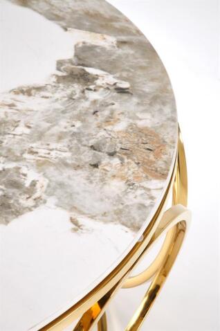 Стол журнальный HALMAR VENUS 2 белый мрамор/золотой