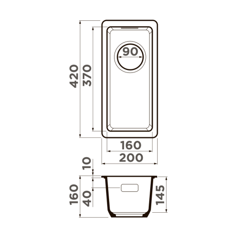 Кухонная мойка Omoikiri Kata 20-U-BL Artgranit/черный