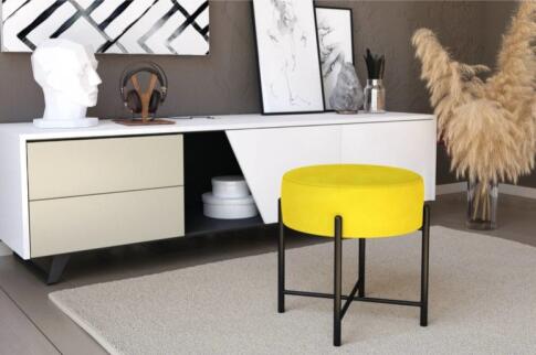 Банкетка Sheffilton SHT-B4 артикул Б-7 желтый/черный муар