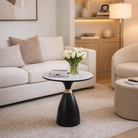 Стол журнальный SIGNAL GEMINI белый/черный/золотой 50