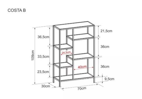 Стеллаж SIGNAL COSTA B дуб/черный
