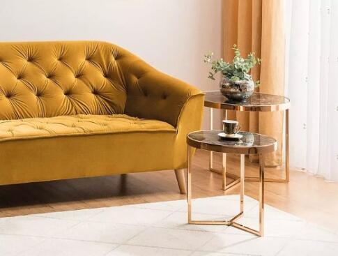 Комплект SIGNAL DELIA II (2 стола журнальных) мраморный эффект/золотой, 45/45, 59/52