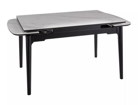 Стол обеденный SIGNAL SENTO белый лак/черный 120-180/80