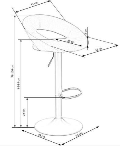 Стул барный HALMAR H102 черный/черный