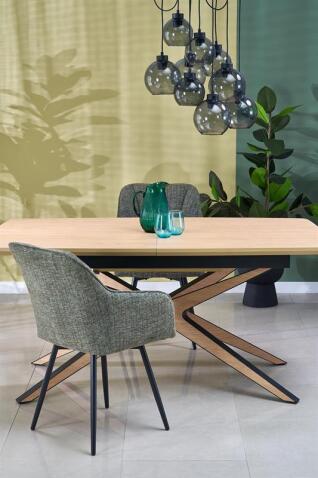 Стол обеденный HALMAR JAMES натуральный/черный/натуральный 160-220/90