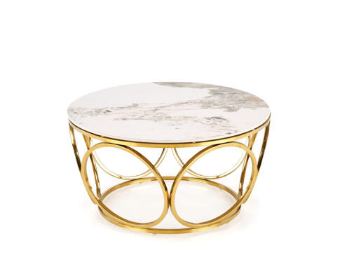 Стол журнальный HALMAR VENUS 2 белый мрамор/золотой