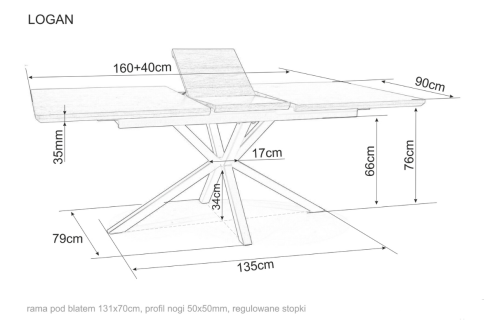Стол обеденный SIGNAL LOGAN Ceramic белый/черный мат 160-200/90