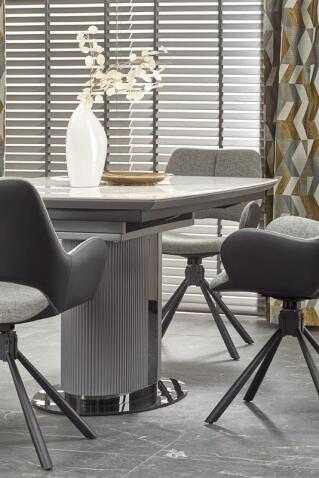 Стол обеденный HALMAR DANCAN белый мрамор/серый/черный 160-220/90