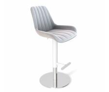 Стул барный Sheffilton SHT-ST37/S128  серое облако/хром/белый муар
