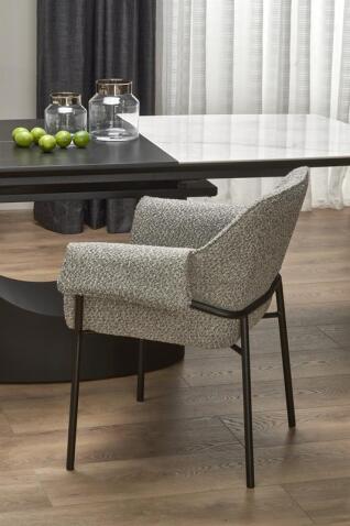 Стол обеденный HALMAR OSMAN белый мрамор/черный 160-220/90