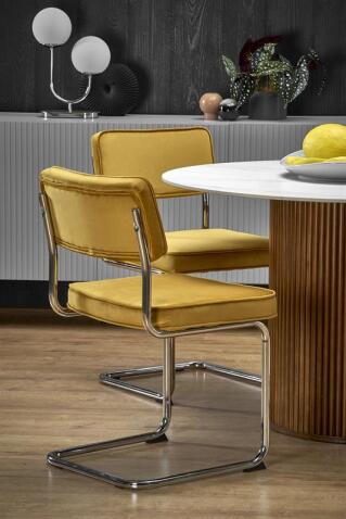 Стол обеденный HALMAR BRUNO белый мрамор/ореховый 120