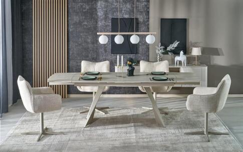Стол обеденный HALMAR ARMANI травертин/кашемир 165-241/90