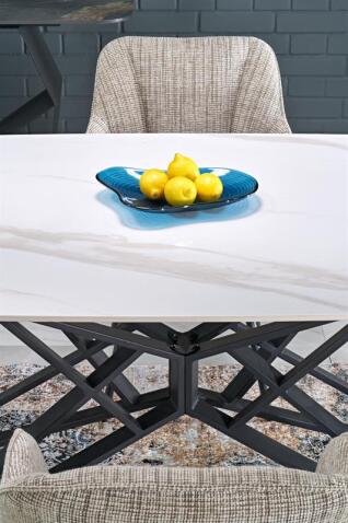 Стол обеденный HALMAR ALFREDO белый мрамор/черный 160-240/91