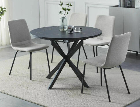 Стол обеденный SIGNAL GASTON черный мрамор/черный мат 100-135/100