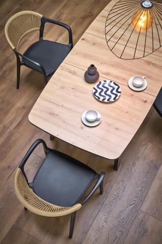 Стол обеденный HALMAR BARRIL дуб артизан/черный 130-170/80