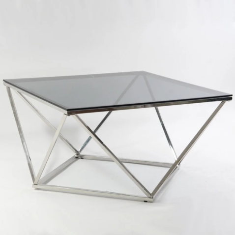 Стол журнальный SIGNAL SILVER A дымчатый/хром, 80/80/45