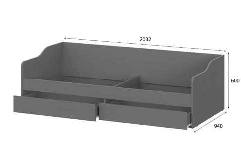 Кровать-диван NN Мебель КР 2 (МС Денвер К) Графит серый, 90/200