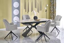 Стол обеденный HALMAR LUCIANO белый мрамор/черный 180-230/90