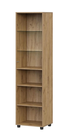 Пенал SV-МЕБЕЛЬ (МС Милан К) Дуб Золотой/Черный/Белый Матовый, со стеклом