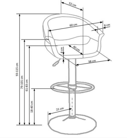 Стул барный HALMAR H46 черно-белый/хром