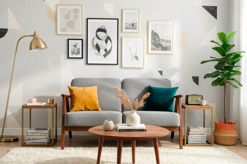 Диван HALMAR MILANO 2S tap. Castel 93 серый/орех