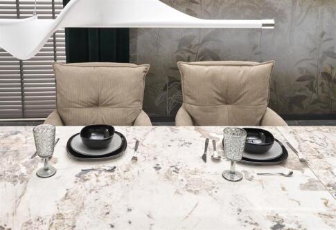 Стол обеденный HALMAR FERNANDO белый мрамор/черный 160-240/92