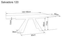 Стол обеденный SIGNAL SALVADORE черный мат/черный мат, 120-180/80/76