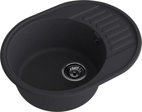 Кухонная мойка GRANFEST QUARZ Z-58 черный + сифон