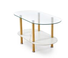 Стол журнальный HALMAR DUCAT белый мрамор/прозрачный/золотой