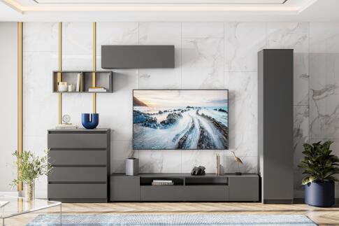 Полка книжная NN Мебель (МС Денвер К) Графит серый