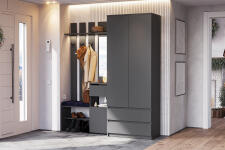 Шкаф NN Мебель (МС Денвер К) Серия 2 Графит серый, двухстворчатый с 2 ящ.