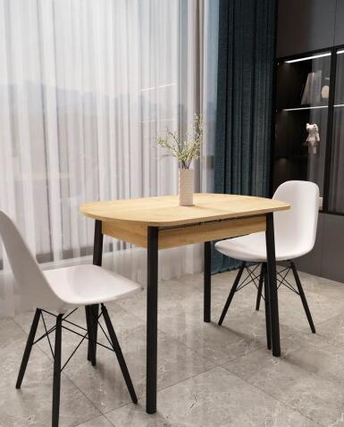 Стол ВВР Кэлли раздвижной, Дуб крафт золотой/черный, ЛДСП