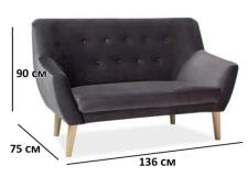 Диван SIGNAL NORDIC 2 Velvet Bluvel 14 серый/бук