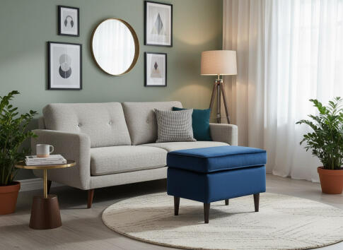 Пуф SIGNAL RON Velvet Bluvel 86 темно-синий/венге