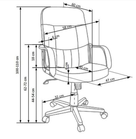 Кресло компьютерное HALMAR DENZEL экокожа, черный/черный