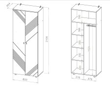 Шкаф NN Мебель (МС Байкал К) Дуб Золотой/Графит, двухстворчатый комбинированный (SAFE)