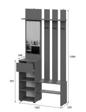 Вешалка NN Мебель (МС Денвер К) Графит серый, с зеркалом