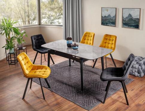 Стол обеденный SIGNAL SENTO серый лак/черный 120-180/80