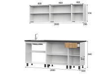Кухонный гарнитур NN Мебель "КГ-1" (2,0 м) Белый/Дуб золотой/Чёрный