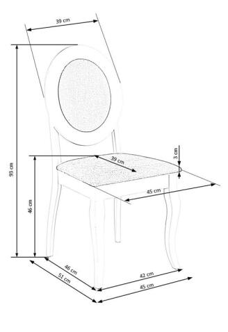 Стул HALMAR BAROCK серый/белый