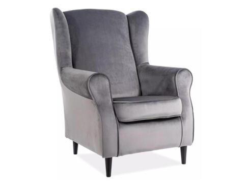 Кресло SIGNAL BARON Velvet Bluvel 14 серый/венге