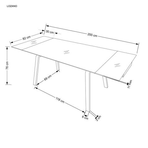 Стол обеденный HALMAR LOZANO черный мрамор/ореховый 140-200/82