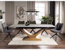 Стол обеденный SIGNAL DOLCE Ceramic Statuario Venato белый/дуб 180-240/95