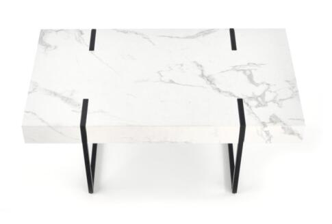 Стол журнальный HALMAR BLANCA белый мрамор/черный, 110/60/43